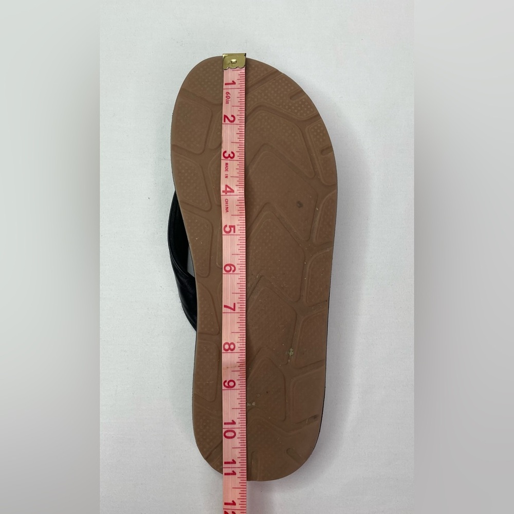 Rockin Black Leather Comfort Casual Flip Flops Size 12 - Picture 8 of 8